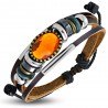 Bracelet en cuir deluxe 17 - Gros strass orange