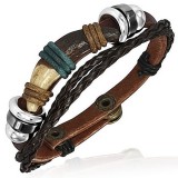 Bracelet en cuir deluxe 23 - Dent crème et noir