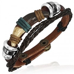 Bracelet en cuir deluxe 23 - Dent crème et noir