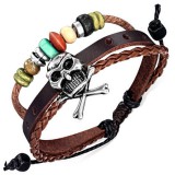 Bracelet en cuir deluxe 35 - Tête de mort