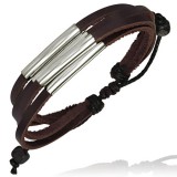 Bracelet en cuir deluxe 29 - Trois cordons acier