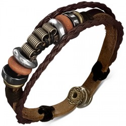 Bracelet en cuir deluxe 26 - Quatre perles cylindriques