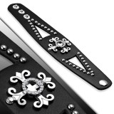 Bracelet gothique 08 - Noir avec croix