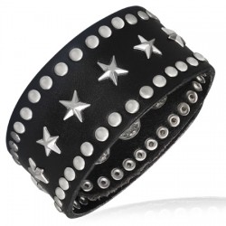 Bracelet gothique 25 - étoiles avec petits ronds en acier