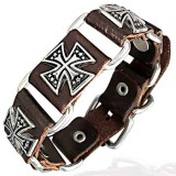 Bracelet gothique 27 - Marron avec croix de malte