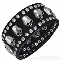 Bracelet gothique 29 - Têtes de mort avec petits ronds