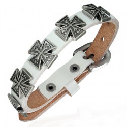 Bracelet gothique 30 - Blanc avec croix de malte
