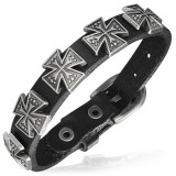 Bracelet gothique 31 - Noir avec croix de malte