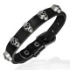 Bracelet gothique 32 - Noir fin avec têtes de mort