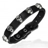 Bracelet gothique 32 - Noir fin avec têtes de mort