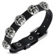 Bracelet gothique avec têtes de mort alignées sur cuir fin (33)