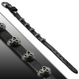 Bracelet gothique 32 - Noir fin avec têtes de mort