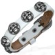 Bracelet gothique 34 - Blanc fin avec têtes de mort sur cercle