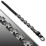 Bracelet gothique 31 - Noir avec croix de malte