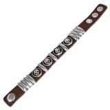 Bracelet gothique 36 - Marron fin avec têtes de mort sur cercle