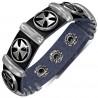 Bracelet gothique 37 - Noir avec croix de malte dans cercle