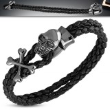Bracelet gothique 42 - Noir avec tête de mort noire