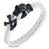 Bracelet gothique 43 - Blanc avec tête de mort noire