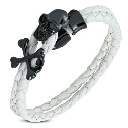 Bracelet gothique 43 - Blanc avec tête de mort noire