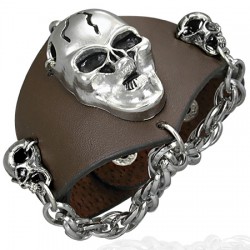Bracelet gothique 44 - Crâne avec chainettes