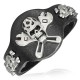 Bracelet gothique tête de mort mécano acier sur cuir (46)