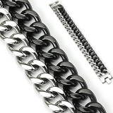 Bracelet acier chaine 07 - Double noir et acier