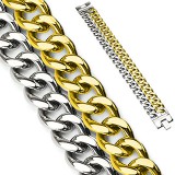 Bracelet acier chaine 09 - Double gold-IP et acier
