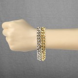 Bracelet acier chaine 09 - Double gold-IP et acier