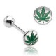 Piercing langue 53 - Feuille de cannabis verte