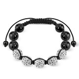 Bracelet shamballa 11 - Férido 5 perles blanches