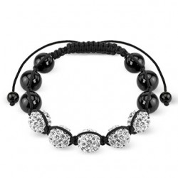 Bracelet shamballa 11 - Férido 5 perles blanches