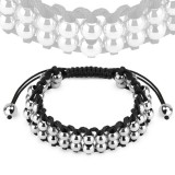 Bracelet shamballa 21 - Deux lignes de perles argentées