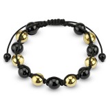 Bracelet shamballa 24 - Perles noires et jaunes