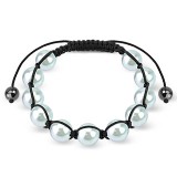 Bracelet shamballa 31 - Imitation perle blanc
