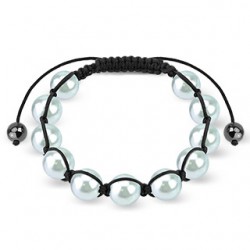 Bracelet shamballa 31 - Imitation perle blanc