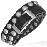 Bracelet de force 05 - Noir deux tours avec ronds en acier
