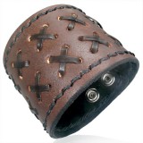 Bracelet de force 21 - Marron lanières en croix