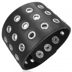 Bracelet de force 31 - Noir ronds creux