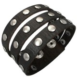 Bracelet de force 37 - Trois bandes avec ronds en acier
