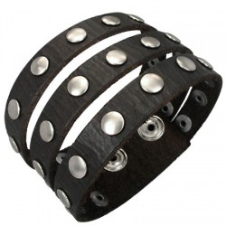 Bracelet de force 37 - Trois bandes avec ronds en acier