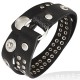 Bracelet de force 38 - Deux bandes noires avec ronds en acier