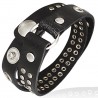 Bracelet de force 38 - Deux bandes noires avec ronds en acier