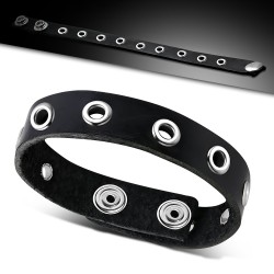 Bracelet de force 68 - Noir avec ronds creux