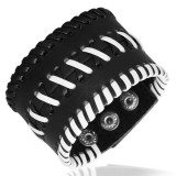 Bracelet de force 69 - Noir avec lanières blanches