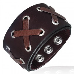 Bracelet de force 71 - Marron avec lanières en croix