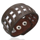 Bracelet de force 82 - Marron lanières blanches