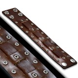 Bracelet de force 103 - Marron lanière centrale et ronds creux