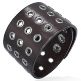 Bracelet de force 114 - Marron trois bandes de ronds creux
