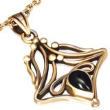 Pendentif en bronze 04 - Imaginaire et goute en onyx