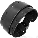 Bracelet de force 122 - Noir bande centrale bords troués